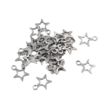 Imagem de 30 Amuletos de Estrela de Cinco Pontas em Aço Inoxidável - Para Criar 