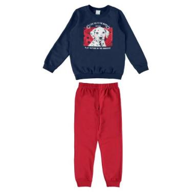 Imagem de Conjunto Moletom Menina Infantil Juvenil Flanelado Básico Inverno Malw