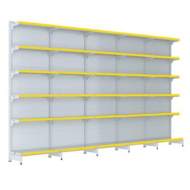 Imagem de Gondola Parede 202 Fit Farmacia Ate 5 Metros Branco Pe Amarelo - Amapá