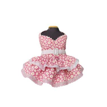 Imagem de Vestido pet florido rosa cães cachorros tam 6 - SHELBY MODA PET