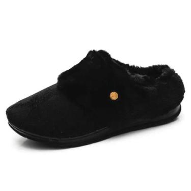 Imagem de Pantufa Feminina Macio Descanso Casual Leve Conforto Pegada, Preto, Pr