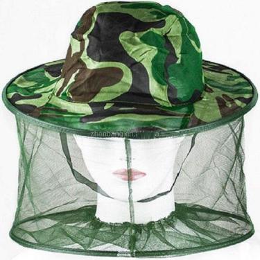 Imagem de Chapéu C/ Mosquiteiro Camuflado Camping Pesca Caça - ZR Pesca, G, Marr