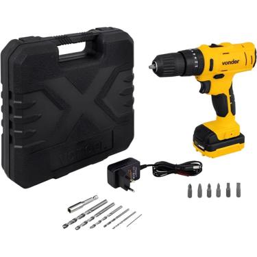 Imagem de Parafusadeira e Furadeira de Impacto Vonder para Uso Doméstico PFV-120I com Maleta e Acessórios 120W Amarelo Bivolt