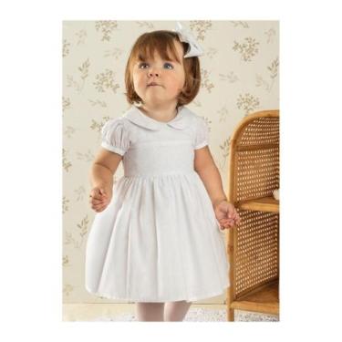 Imagem de Vestido Festa Bebe Menina Branco Anjos Baby, P, Branco