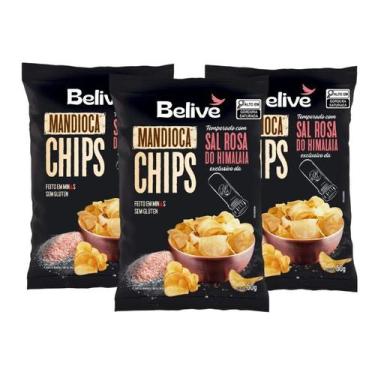Imagem de Mandioca Chips com Sal Rosa Himalaia Sem Glúten Belive contendo 3 paco