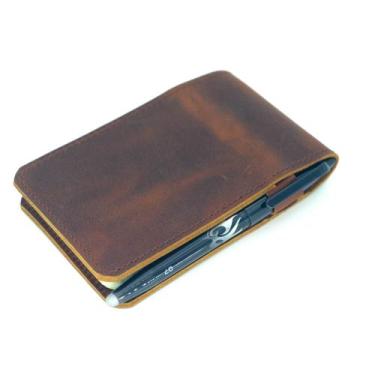 Imagem de Capa de Couro Marrom 8 cm JJNUSA para Cadernos 3"5"
