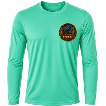 Imagem de Camisa Uv +50 Pássaro Azulão - Proteção Solar cor:Verde JadeTamanho:M 