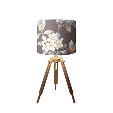 Imagem de Abajur Mesa Tripé Madeira 60cm Cores Florais - Md1001 Cúpula Ø30