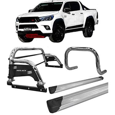 Imagem de Kit quebra mato+Estribo Plat +Santo Ant H3 Hilux 16/20 CROMO