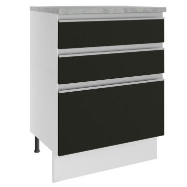 Imagem de Balcão Glamy 60cm 3 Gavetas Branco Preto