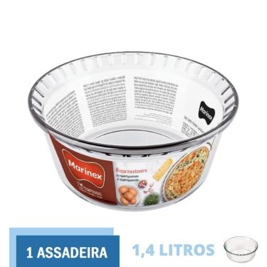 Imagem de Forma Suflê Travessa Assadeira 1,4 L Clássica Vidro Marinex