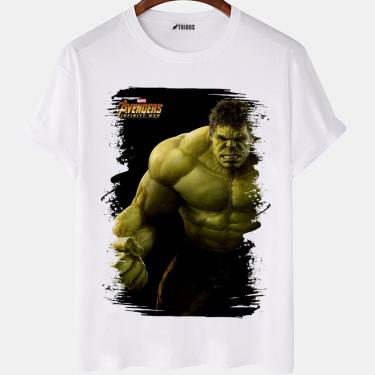 Imagem de Camiseta masculina Hulk Vingadores Guerra Infinita Camisa Blusa Branca Estampada