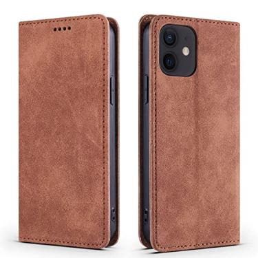 Imagem de Capa carteira para iPhone 13/13 Pro/13 Pro Max, Capa flip de couro PU com suporte para cartão e função de suporte TPU à prova de choque, Marrom, 13 15,1 cm