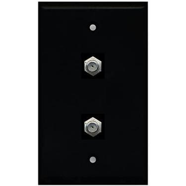 Imagem de RiteAV - Cabo coaxial preto de 2 portas TV- Placa de parede tipo F