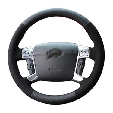 Imagem de JEZOE Capa de volante de carro costurada à mão de couro, para ford mondeo 2007-2014 galaxy 2006-2015 s-max 2006-2014 acessórios interiores
