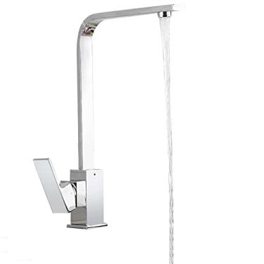 Imagem de Torneira de cozinha preta 360 graus de rotação quente e frio misturador guindaste montagem de convés único punho água macia, cromo, China