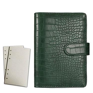 Imagem de A6 PU Couro 6 Pastas Padrão de Crocodilo Faça Você Mesmo Capa de Caderno Preenchível Bloco de Notas Agenda Planner, Verde, 1 peça