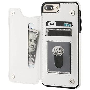Imagem de Capa de couro premium slim fit de luxo para iphone 14 13 11 12 pro xs max xr x se 6s 6 7 8 plus porta cartão carteira slots flip case, branco, para iphone 11