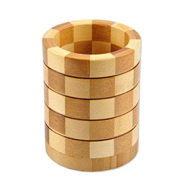 Imagem de Suporte de utensílios de cozinha de bambu, suporte e organizador de utensílios de cozinha em forma redonda