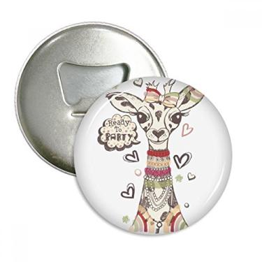 Imagem de Abridor de garrafas colorido de animais de desenho de girafa com ímã de geladeira emblema multifuncional