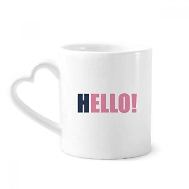 Imagem de Hello Quote Black Encourage Positive Caneca de café cerâmica copo de coração de vidro