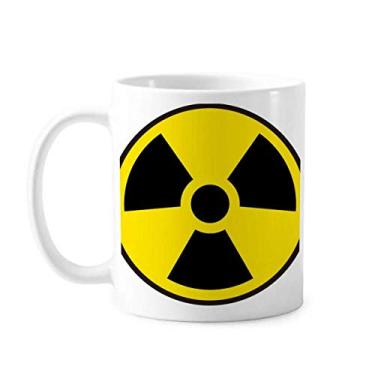 Imagem de Caneca com símbolo de radiação química de perigo amarelo cerâmica xícara de porcelana de café louça