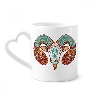 Imagem de Caneca com símbolo do zodíaco da constelação de Áries café cerâmica copo de coração de vidro