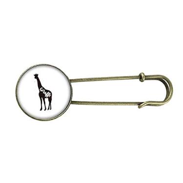 Imagem de Girafa preto e branco animal retrô broche de metal clipe jóias