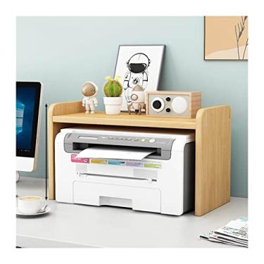 Imagem de KIZQYN Suporte de impressora prateleira de suporte de impressora prateleira pequena rack de armazenamento multicamadas mesa de escritório rack de cópia de camada dupla suporte de mesa impressora de mesa (tamanho: 45x30x24cm)