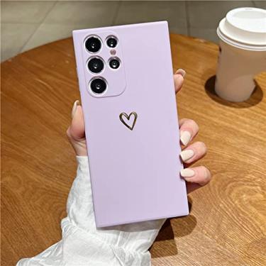 Imagem de Capa de telefone de coração folheada fofa para Samsung S22 Ultra S20 FE S21 Plus S10 Lite S9 S8 Nota 20 10 Pro 9 8 Quadrado Capa macia de TPU, Roxo, Para Nota 10 Pro