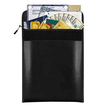 Imagem de LUGU Bolsa de documentos à prova de fogo de 13,4 * 10,8 pol. Suporte de bolsa de dinheiro à prova de fogo e à prova d'água Bolsa de zenamento durável e segu com fecho de zíper pa documentos em