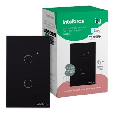 Imagem de Interruptor Smart Wi-fi Touch 2 Teclas Intelbras Ews 1002 Pt