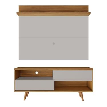 Imagem de Bancada Retrô Com Painel Para Tv De Até 50" Off White