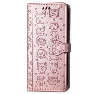 Imagem de Hee Hee Smile Capa carteira de couro de animais de desenho animado fofo capa carteira com zíper para Samsung Galaxy J710 capa de telefone pulseira ouro rosa