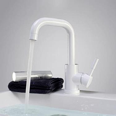 Imagem de Torneira para lavatório de banheiro de níquel preto 304 torneira misturadora de lavagem quente e fria de aço inoxidável 360 torneiras de pia com alça única, A4