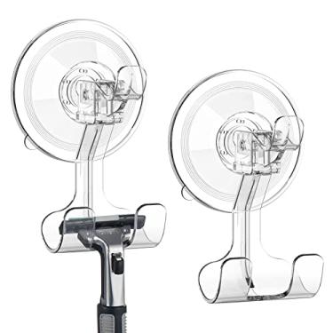 Imagem de Teletrogy Ganchos adesivos grandes suporte para barbeador de chuveiro – pacote com 2 ganchos de chuveiro nano adesivo para serviço pesado atualizado, ganchos de parede livres de danos para banheiro toalha de cozinha bucha chave roupão de banho guirlanda de Natal