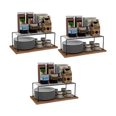 Imagem de Kit com 3 Prateleiras Organizador de Cozinha Grande 42cm Aço DiCarlo Preto