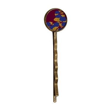 Imagem de Pino de cabelo de metal retrô com flor de cultura japonesa dourada azul