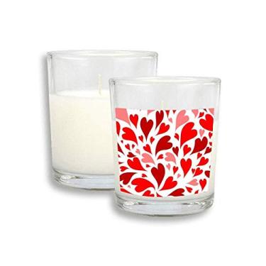Imagem de Coração rosa vermelho amor dia dos namorados velas brancas cera de incenso perfumada de vidro