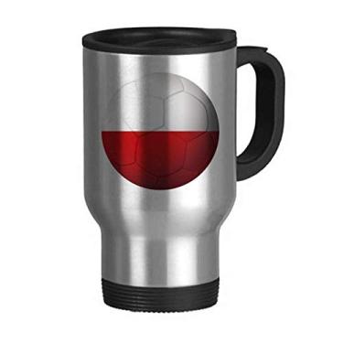 Imagem de Caneca de viagem de futebol com bandeira nacional da Polônia com tampa flip em aço inoxidável copo de carro copo térmico