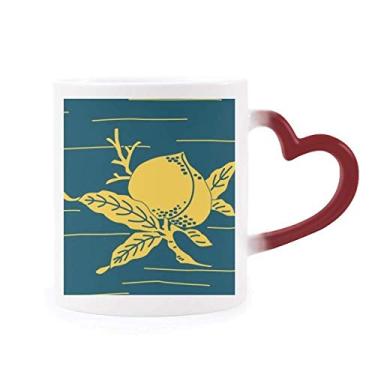 Imagem de Caneca sensível ao calor Pêssego Amarelo Cultura Pintura Caneca Vermelha Mudança de Cor