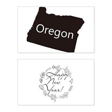 Imagem de Oregon Mapa dos Estados Unidos da América Ano Novo Festival Cartão de felicitações Bless Message Present
