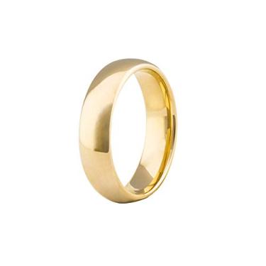 Imagem de Aliança Banhada Ouro18k Tradicional 6mm Tungstênio (Amarelo, 30)
