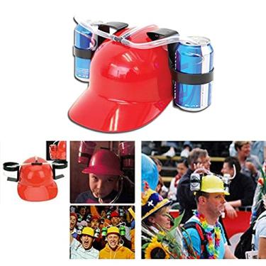 Imagem de Brinquedo com capacete de cerveja, suporte ajustável para latas de trabalho com canudo, suprimentos de capacete para casa, cerveja e refrigerante vermelho