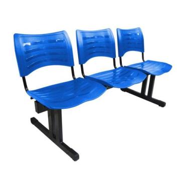 Imagem de Cadeira Iso Em Longarina 3 Lugares Linha Polipropileno Iso Azul - Desi