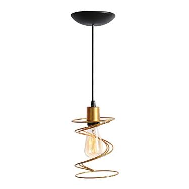 Imagem de Pendente Aramado Mola Dourado Lustre Luminária Iluminação Sala Quarto Iluminação Interior