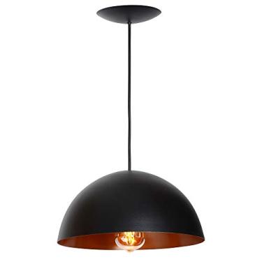 Imagem de Pendente Ônix Meia Esfera Preto E Cobre Alumínio 30Cm Luminária Lustre