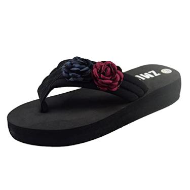 Imagem de Sandálias de plataforma para mulheres clipe feminino anabela moda verão sandálias com clipe de dedo do pé sandálias sandálias de praia sandálias femininas femininas (vermelho, 9)