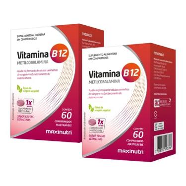 Imagem de Kit 2 Vitamina B12 Metilcobalamina 60 Capsulas Mastigaveis Maxinutri