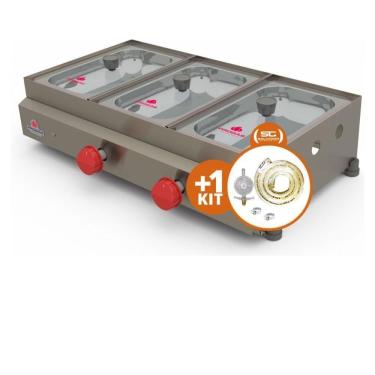 Imagem de Kit - Molheira 3 Cubas Gás (2 Quente) Pr-03g + Kit Gás - Progás